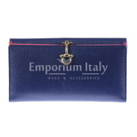 Genuine leather wallet for woman MIMOSA MAXI, BLUE colour, SANTINI, MADE IN ITALY