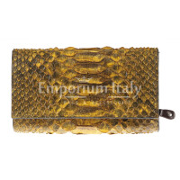 Genuine python skin wallet for woman GIRASOLE, CITES, HONEY colour,  BROWN inside, SANTINI, MADE IN ITALY