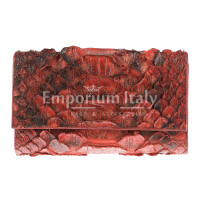  Portafoglio da donna in vera pelle di pitone PERVINCA, , colore ROSSO SELVAGGIO, CITES, SANTINI, Made in Italy