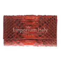  Portafoglio da donna in vera pelle di pitone PERVINCA, colore ROSSO, CITES, SANTINI, Made in Italy