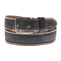 Genuine leather belt for man MONTECCHIO, BLACK/DARK BROWN, CHIAROSCURO, MADE IN ITALY
