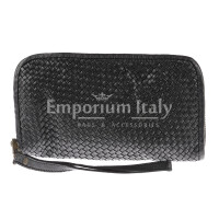 Genuine leather clutch for man LIAM, BLACK colour, CHIARO SCURO, MADE IN ITALY