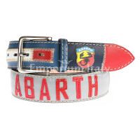 Genuine leather vintage belt for man DUBAI, colour MULTICOLOR, with hand-sewn, with applications in leather, Fiat Abarth 695, SANTINI, MADE IN ITALY