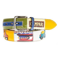 IMOLA: men's vintage leather belt, motorcycles design, with applications in leather,  VESPA  colour: MULTICOLOR, Made in Italy