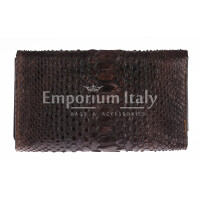 Genuine python skin wallet for woman GIRASOLE, DARCK BROWN colour, CITES, MADE IN ITALY.