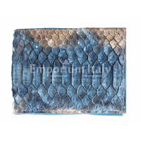 MAURITIUS: men's wallet in python leather, color: ROCK-LIGHT BLUE, Made in Italy.
