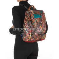Женская сумка-рюкзак MONTE FUMAIOLO из натуральной кожи, РАЗНОЦВЕТНЫЙ-ПЕРЕПЛЕТЕННЫЙ, ARIANNA DINI, производство Италия.