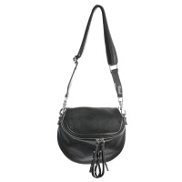 Crossbody bag for woman in genuine leather, EMILY, color BLACK, CHIAROSCURO, Made in Italy