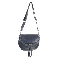 Crossbody bag for woman in genuine leather, EMILY, color blue, CHIAROSCURO, Made in Italy
