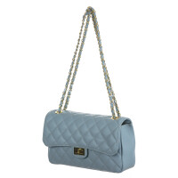  Genuine leather shoulder bag CHARLOTTE MEDIUM, PASTEL LIGHT BLUE color, CHIAROSCURO, MADE IN ITALY