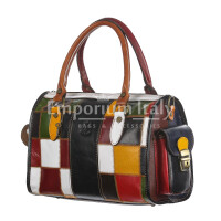 Ladies genuine leather bag CHIAROSCURO mod. ALENA, MULTICOLOR-PATCHWORK, Made in Italy.