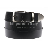 FIUMICINO EXTRA LUNGA: cintura uomo in cuoio, colore: NERO, CHIAROSCURO, Made in Italy