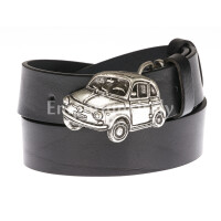 Genuine leather men's belt mod. GENOVA, color BLACK, special buckle with car, CHIAROSCURO, Made in Italy