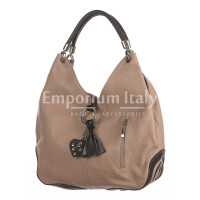 Ladies bag genuine leather mod. BONELLA big, color powder pink, CHIAROSCURO, Made in Italy