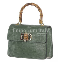 Genuine leather bag GENNY, color MINT GREEN, CHIAROSCURO, Made in Italy