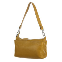 Genuine leather shoulder bag MAGDA, color YELLOW, CHIAROSCURO, MADE IN ITALY