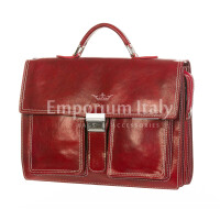 EVASIO : мужской портфель / сумка для офиса из кожи, цвет : красный, производство Италия