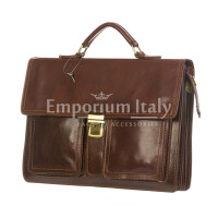 EVASIO : мужской портфель / сумка для офиса из кожи, цвет : коричневый, производство Италия