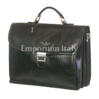 ERCOLE : briefcase / office bag, man / woman, buffered leather, color : BLACK, Made in Italy