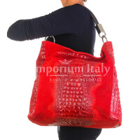 Borsa donna in vera pelle mod. DORIS, colore ROSSO, CHIAROSCURO, Made in Italy