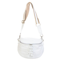 Crossbody bag for woman in genuine leather, EMILY, color white, CHIAROSCURO, Made in Italy