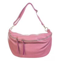 Pouch bag for woman in genuine leather, MOIRA BIG, color pink, CHIAROSCURO, Made in Italy