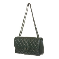  Genuine leather shoulder bag CHARLOTTE MEDIUM, BLACK colour with GUN METAL chains, CHIAROSCURO, MADE IN ITALY