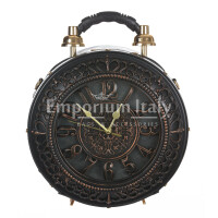 Borsa Royal Clock con orologio funzionante con tracolla, Cosplay Steampunk, ecopelle, colore grigio, ARIANNA DINI DESIGN