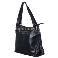 Genuine leather shoulder bag for woman ANTONELLA, colour BLACK, CHIAROSCURO, MADE IN ITALY