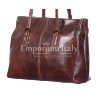  Genuine leather shoulder bag for woman MINA, BROWN colour, CHIAROSCURO, MADE IN ITALY