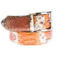 Cintura uomo BEIRUT C28, vera pelle pitone CITES, colore ARANCIO/GRIGIO, ELIO ZAGATO, Made in Italy - P010461