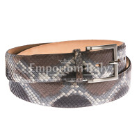 Mens python real leather belt mod. BELFAST, CITES, color brown and grey