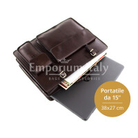 Oфисный портфель /деловая сумка из кожи CHIAROSCURO мод. ALEX XXL, цвет темно коричневый, с плечевым ремнем, Made in Italy.