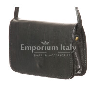 Ladies genuine leather bag  CHIAROSCURO mod. MILVIA SMALL, BLACK, Made in Italy.