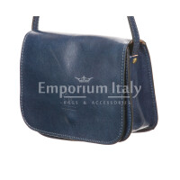 Ladies genuine leather bag  CHIAROSCURO mod. MILVIA, BLUE, Made in Italy.
