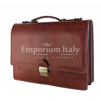 Genuine leather business briefcase GABRIELE, BROWN colour, CHIAROSCURO, MADE IN ITALY