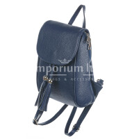 Monte ELBERT: woman backpack, soft leather, color: BLUE, Made in Italy.