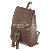 Monte ELBERT: woman backpack, soft leather, color: BROWN, Made in Italy.