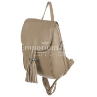 Monte ELBERT: woman backpack, soft leather, color : BEIGE, Made in Italy.