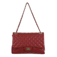 Soft leather shoulder bag for woman CHARLOTTE MAXI, RED color, CHIAROSCURO, MADE IN ITALY