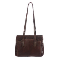 Genuine leather shoulder bag for woman MINA SMALL, DARK BROWN colour, CHIAROSCURO, MADE IN ITALY