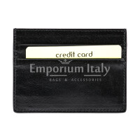 Porta tessere - carte di credito uomo / donna in vera pelle tradizionale SANTINI mod BELGIO, colore NERO, Made in Italy.