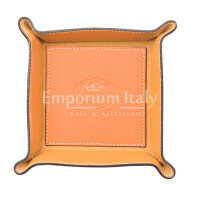 Mens / ladies leather pocket emptier CHIAROSCURO mod HARRY, ORANGE, Made in Italy.