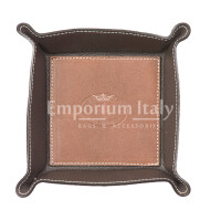 Porta oggetti uomo / donna in pelle CHIAROSCURO mod HARRY, colore MARRONE / TESTA DI MORO, Made in Italy.