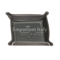 Porta oggetti uomo / donna in pelle CHIAROSCURO mod HARRY, colore NERO, Made in Italy.