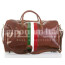 Borsone da viaggio in vero cuoio con tricolore italiano COMO MAXI, colore MARRONE, CHIAROSCURO, Made in Italy