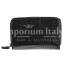 MONREALE: portafoglio in vera pelle tamponata di alta qualità realizzato artigianalmente, colore NERO, Chiaroscuro Made in Italy