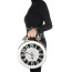 Borsa Ben Numbers con orologio funzionante con tracolla, in Stile Steampunk, ecopelle, colore nero/bianco, ARIANNA DINI DESIGN