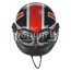 Borsa zaino Eros casco con tracolla, in Stile Steampunk, ecopelle, colore bandiera britannica, ARIANNA DINI DESIGN