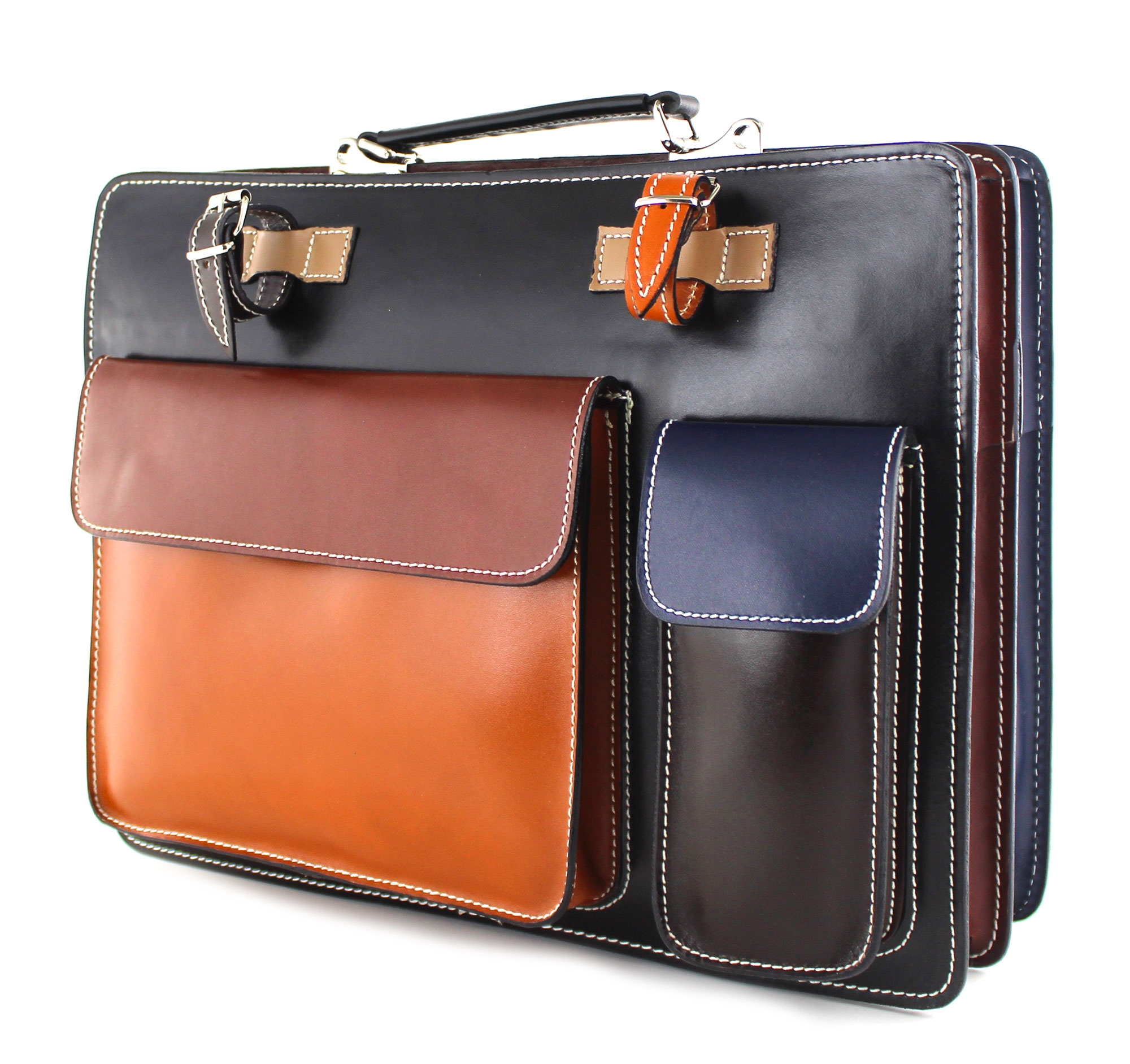 EMIDIO : briefcase / office bag, man / woman, buffered leather, color :  BLACK, Made in Italy, RECOMMENDED